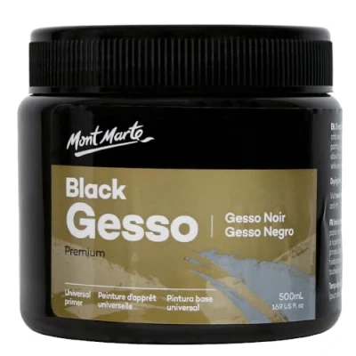 Imagen de MONT MARTE Gesso 500ml Negro Imprimación ideal para Pinturas Acrílicas y Oleos perfecta Lienzos