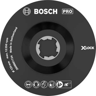 Imagen de Bosch Professional SCM Plato de soporte (con clavija central, X LOCK, Ø125 mm), Negro