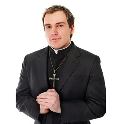 Imagen de Bristol Novelty Cruz Camisa y collar para disfraz de sacerdote, multicolor (DS105)