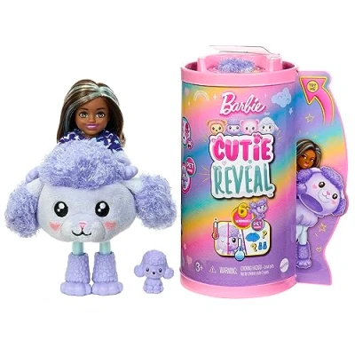 Imagen de Barbie Chelsea Cutie Reveal Camisetas Cozy Caniche Disfraz Revela una muñeca articulada con Mascota y Accesorios Sorpresa de Moda, Juguete +3 años (Mattel HKR20)