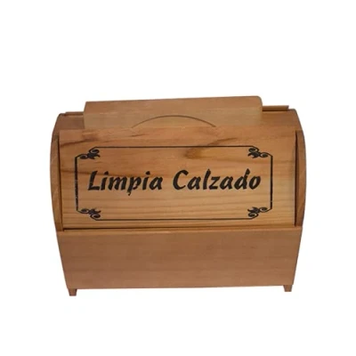 Imagen de Artema Caja limpia calzado de madera 21,5 x 25,8 15,8 cm, recipiente para guardar betún, cepillos, trapos, utensilios limpiar zapatos con asa y tapas a los lados