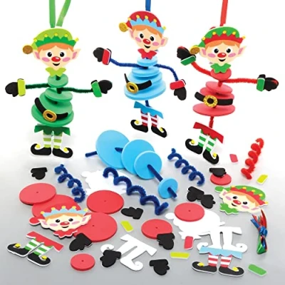 Imagen de Baker Ross FE964 Kits de Apilamiento Elfos Navideños Paquete 6, Actividades Manualidades para los Niños, Proyecto Ideal Navideñas