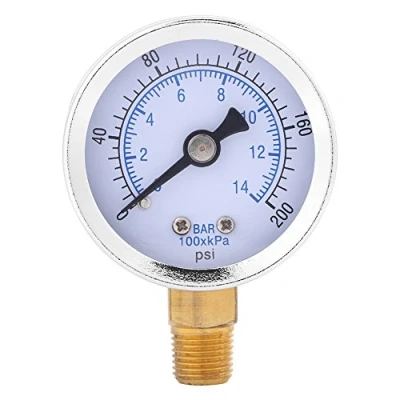 Imagen de Calibrador de presión, 0 200 psi 14bar 1/8 &quot;NPT 40 mm Medidor cuadrante presión hidráulico agua escala metal externa exterior