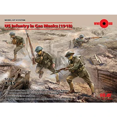 Imagen de ICM 35704 US Infantry in Gas Masks(1918) 4 Figuras