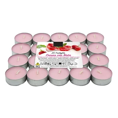 Imagen de Lumar Aromatic Velas de té aromáticas (Fresa con Nata Pack 20 Velas)