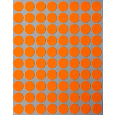 Imagen de Royal Green Pegatinas Neón de Codificación por colores 1,3 cm Redondas 13mm en forma puntos media pulgada Pegatina Naranja Fluorescente Paquete 1200