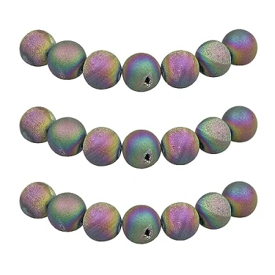 Imagen de MJDCB 10mm 35 piezas Cuentas de Piedra Geoda Ágata Multicolore Redondas Sueltas Piedras Semipreciosas Naturales para Hacer Joyas Pulseras Collares