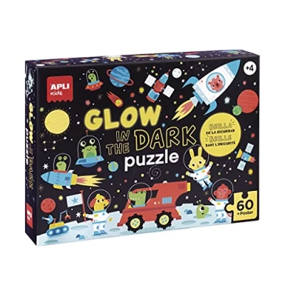 Imagen de Puzle apli fluorescente espacio 60 piezas tamaño 6x6 cm