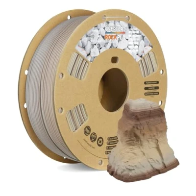 Imagen de OVERTURE Rock PLA Filamento de 1,75 mm, Marble para Impresora 3D, Carrete 1 kg (2,2 libras), Precisión Dimensional +/ 0.02 Se Adapta a la Mayoría Impresoras FDM (Roca Fósil)