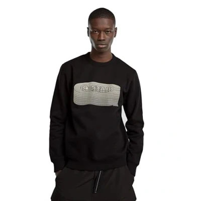 Imagen de G STAR RAW Sudadera Stacked Old Skool Logo R, Negro Dk Black D25099 d733 6484, L para Hombre