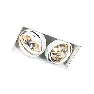 Imagen de QAZQA Moderno Foco empotrado blanco GU10 AR111 trimless 2 luces ONEON Acero Rectangular Adecuado para LED Max. x 50 Watt