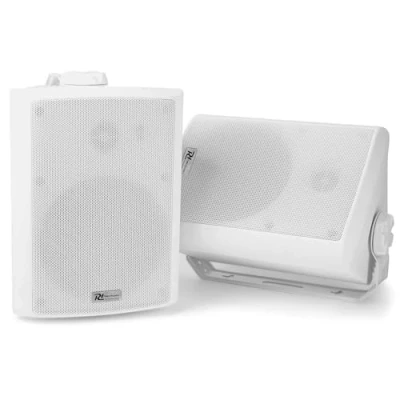 Imagen de Power Dynamics WS40A Pareja de Altavoces Bluetooth 2 vías, 200 vatios y 4&quot;, Color Blanco, con Soporte Montaje, para Uso en Interiores o Exteriores IP55, Control Remoto Incluido