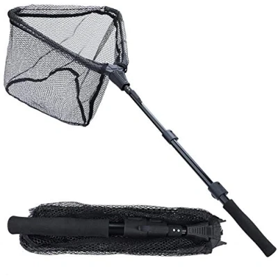 Imagen de Sougayilang Red de pesca para peces, poste telescópico plegable plegable, malla material nailon duradero, captura o liberación segura BSJ115CM