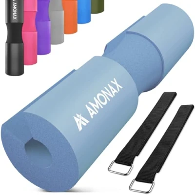 Imagen de Amonax Almohadilla barra gimnasio protector, Cuello y Hombros para Sentadillas Empuje de Cadera, ejercicios en casa el gimnasio, entrenamiento fuerza pesas (Naranja)