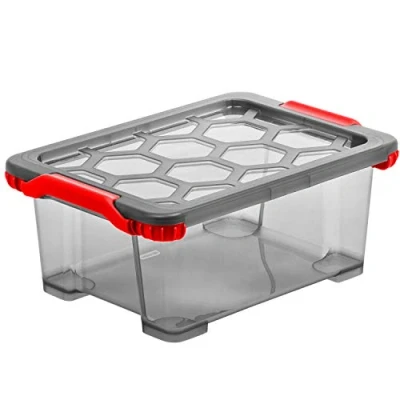 Imagen de Rotho Evo Total Protection, Caja de almacenamiento 15l con tapa, Plástico PP sin BPA, antracita, rojo, 39.3 x 28.3 23.0 cm
