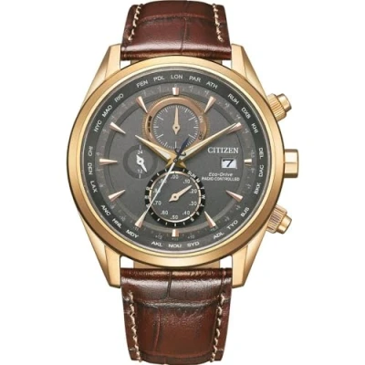 Imagen de CITIZEN Eco Drive AT8263 10H Cronógrafo solar para hombre con pulsera de piel auténtica y calendario perpetuo, Correa