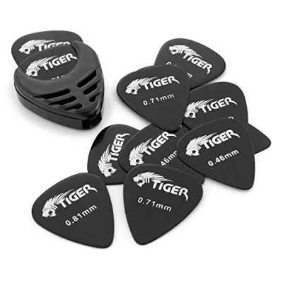 Imagen de Tiger GAC56 BK Set de 12 púas para guitarra con soporte