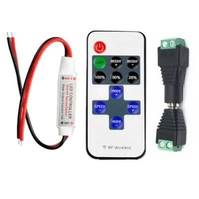 Imagen de Taikuwu Control remoto RF inalámbrico Dimmer LED 12A Controlador de brillo para tiras monocromáticas 5050/3528/2835/5630 DC 5V 24V, compatible con 2 pines