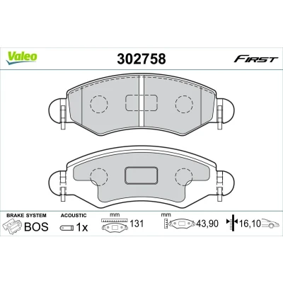 Imagen de VALEO 302758 Juego de pastillas freno Eje delantero con contacto avisador desgaste Chapa antichirridos SUZUKI: IGNIS 2, Wagon R+ II Hatchback