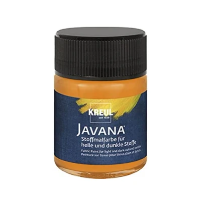 Imagen de KREUL 91958 Javana pintura para tejidos claros y oscuros, bote 50 ml naranja, color brillante al agua, carácter pastoso, estampar estarcir