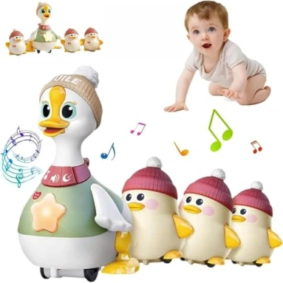 Imagen de Tummy Time Duck Family Toy, Walking with Baby Ducks, Light up Crawling Toys, Toy for 6 12 Months Toddlers Boy Girl, 1 Year Old Learning to Walk
