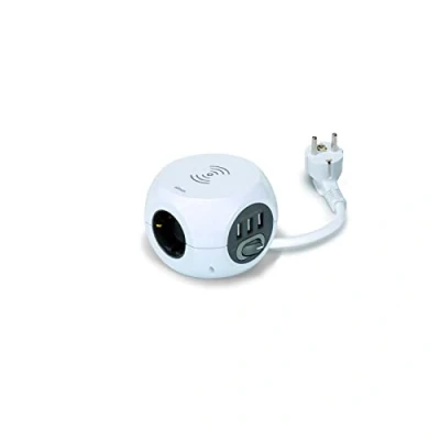 Imagen de SIMON COMBIBALL Base de Enchufe Múltiple, Regleta Enchufes con USB, 6 Tomas Carga, Ladrón Interruptor, Carga Inalámbrica Smartphones, Color Blanco