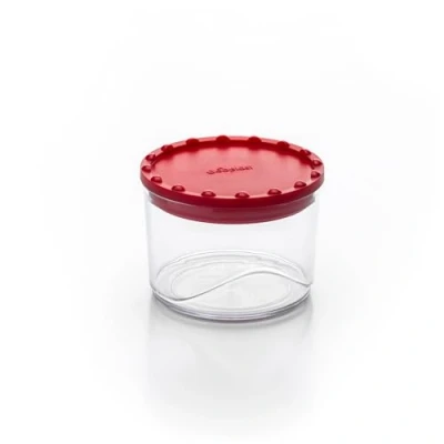 Imagen de Ecoplast Tarro Corolla Small, recipiente plástico con tapa, contenedor hermético para alimentos, color rojo, 10,5 x 11,2, fabricado en Italia