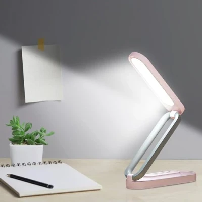Imagen de Nizirioo lámpara de escritorio LED inalámbrica plegable, mesa regulable con 3 niveles brillo, respetuosa los ojos, lectura, USB, recargable, control