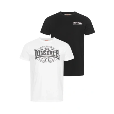 Imagen de Lonsdale Normale Passform Doppelpack Camiseta estampada, Hombre, Talla: XL, Black white