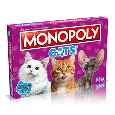 Imagen de Juego De Mesa Winning Moves Cats Monopoly, Que Incluye 22 los Lugares Favoritos Nuestros Gatos para Tomar una Siesta, fichas Personalizadas e intercambia tu Camino hacia el éxito. 2