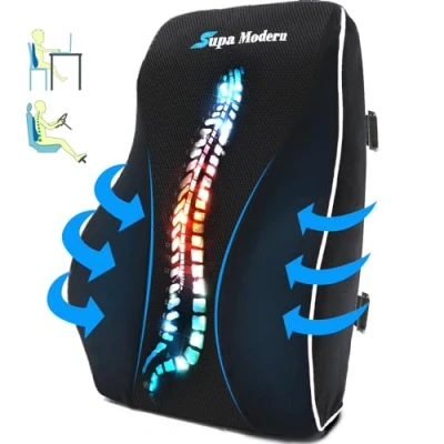 Imagen de Almohada de Apoyo Lumbar para Silla Oficina, cojín Respaldo Espuma viscoelástica aliviar el Dolor Espalda Baja, Almohadas Asiento Coche
