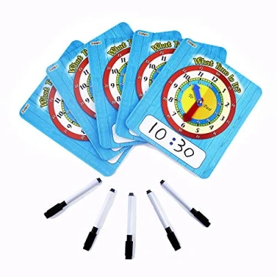 Imagen de ZazzyKid Reloj Educativo de Aprendizaje Tiempo para Estudiantes, 5 Relojes por Paquete, cartón 7 x 8 Pulgadas