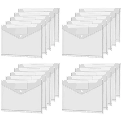 Imagen de Portadocumentos Plastico A4, 20pcs Bolsillos para Documentos Fundas Plástico Folio Carpetas A4 Carpeta Portafolios archivo, transparente