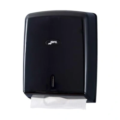 Imagen de Jofel Dispensador de Papel Manos, Toallas Faciales, Secamanos Pared, hasta 600 Toallitas Zig Zag, Higiénico, Carcasa ABS, Valor AH37600, Negro