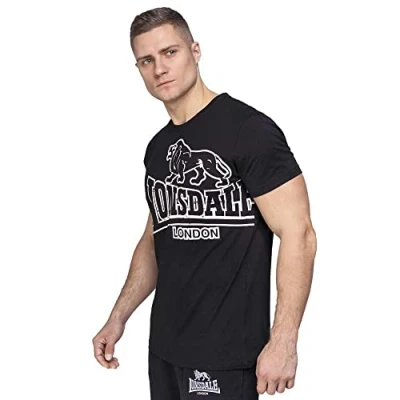 Imagen de Lonsdale London Langsett Hombre Camiseta Negro XL 100% algodón Regular
