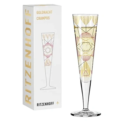 Imagen de Ritzenhoff 1071026 Copa de champán 200 ml Serie Goldnacht No. 26 Noble pieza diseño con oro auténtico Made in Germany