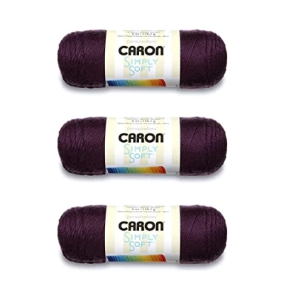 Imagen de Caron Simply Soft Ovillo perfecto ciruela, paquete de 3 unidades 6 onzas, acrílico, 4 medianos (peinado), 315 yardas, tejido/ganchillo