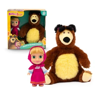 Imagen de Giochi Preziosi Masha &amp; Michka, Estuche Muñeca 12 cm y Michka Peluche 20 cm, Juguetes para niños a Partir de 3 años, MHA21