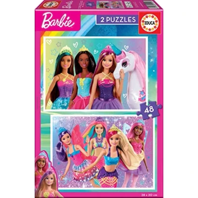 Imagen de Educa 2x48 Barbie, 2 Puzzles de cartón con 48 Piezas, diversión por Partida Doble, Medida aproximada del Puzzle: 28 x 20 cm, A Partir 3 años (19299)