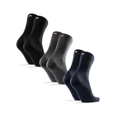 Imagen de DANISH ENDURANCE Calcetines Lana Merino Clásicos, Traspirables, Trabajo Hombre y Mujer, 3 5 Pack Multicolor (1x Negro, 1x Gris, Azul Marino Oscuro 39 42