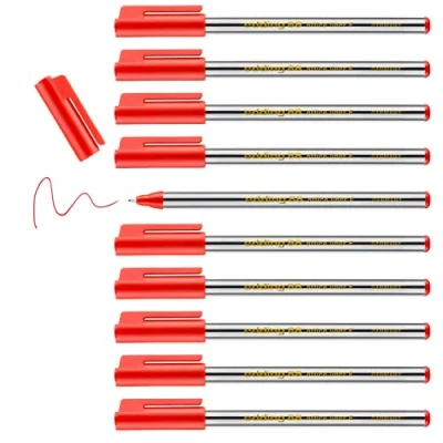 Imagen de edding 88 rotulador de punta fina rojo 10 rotuladores redonda 0,6 mm fino fibra para escribir, subrayar y dibujar con precisión en la oficina, casa escuela
