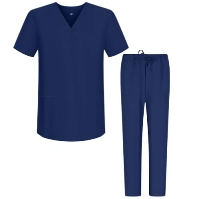 Imagen de MISEMIYA Pijama Sanitario Conjuntos Uniformes Sanitarios Unisex Medicos 6801 6802 L, Azul