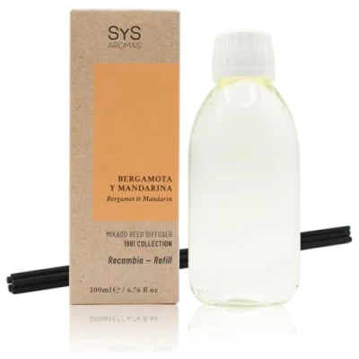 Imagen de Ambientador Recambio Mikado 200ml Aroma Bergamota y Mandarina 1991 de SYS Aromas. Difusor Varillas. Esencia para Hogar. Decoración. con Palitos Ratán.