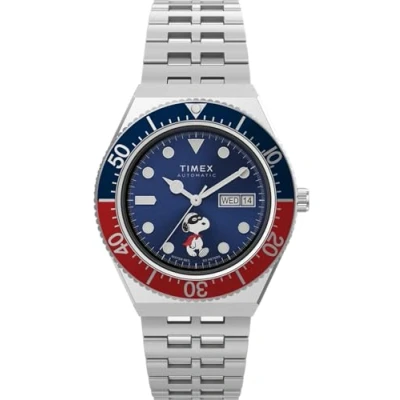Imagen de Timex Peanuts Automatic Reloj de 40 mm para hombre, pulsera acero inoxidable, esfera azul, caja inoxidable TW2W47500