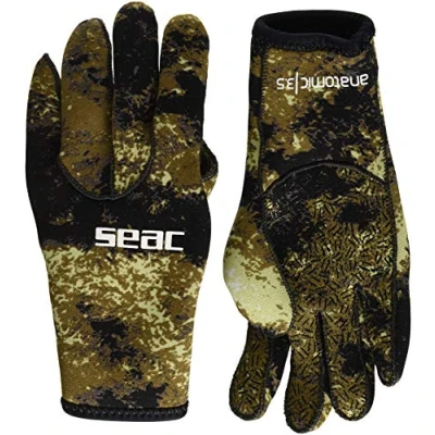 Imagen de SEAC Anatomic Camo Gloves, Guantes de Neopreno 3,5 mm para la Pesca subacuática y apnea en Color Camuflaje