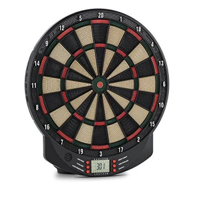 Imagen de Oneconcept Dartomat Tablero de Dardos electronico con Indicador LED, Diana Electrónica, Dardos, 26 Juegos Disponibles, hasta 8 Jugadores, Accesorios Montaje Incluido, Negro