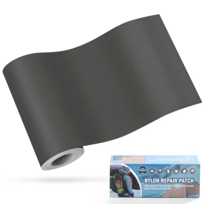 Imagen de Parches de nailon autoadhesivos, OAZ 10x160 cm parche reparación impermeable autoadhesivo, autoadhesivo Gris oscuro, para tiendas campaña, plumíferos, sacos dormir