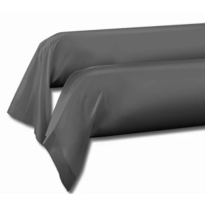 Imagen de Home Passion Juego de 2 Fundas Almohada travesaño, Algodón, Gray, Alto, 85x185x1 cm,