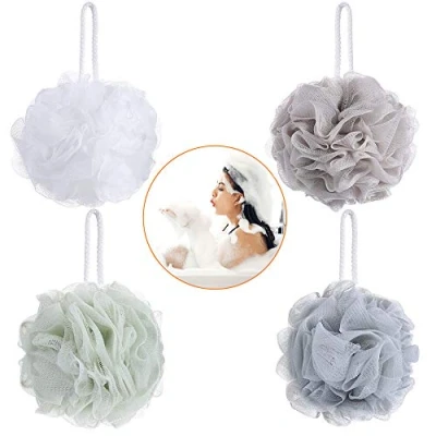 Imagen de MCSQK Esponja de Ducha para Baño, 4 Grandes Exfoliantes Cuerpo Baño Puff, Adecuado Mujeres y Hombres Exfoliar, Limpiar Calmar la Piel