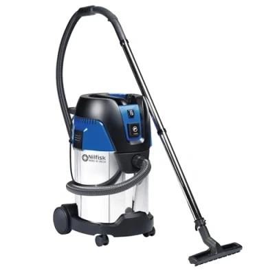 Imagen de Nilfisk 107406607 Aspirador en húmedo y seco, limpieza de filtro, 3600 l/min, 30 l, 1250 W, 230 V, color negro azul